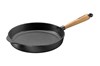 Hlboká liatinová panvica s dubovou rúčkou - 28 cm - nápis