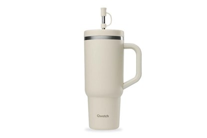Obrázok pre výrobcu Veľký termo pohár Qwetch so slamkou a rukoväťou - 900 ml 