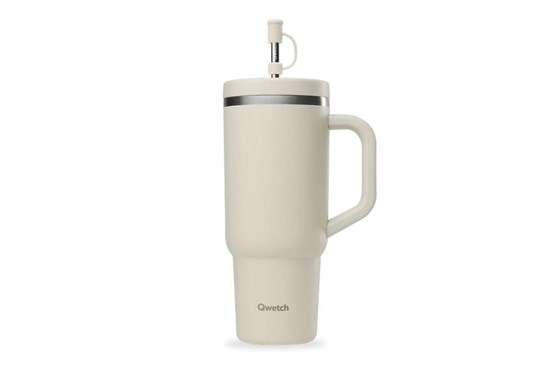 Veľký termo pohár Qwetch so slamkou a rukoväťou - 900ml 
