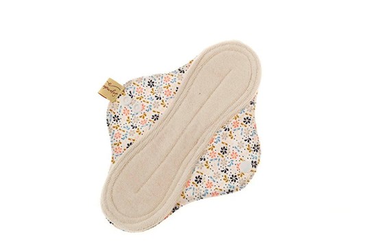 Menštruačná vložka z biobavlny denná - biela (kvetinky)