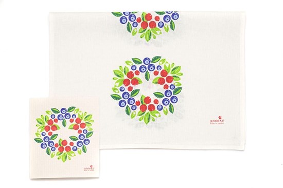 Sada hubka + utierka - čučoriedky a drienky