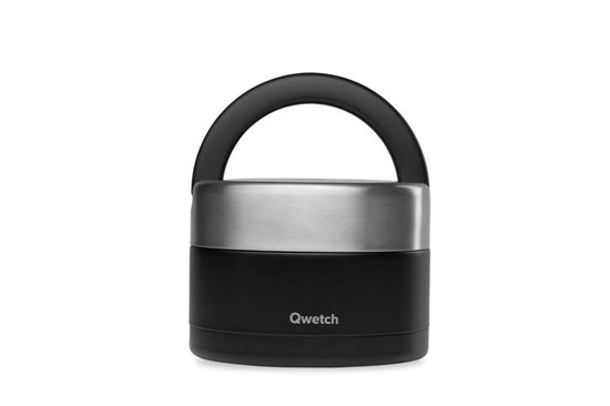 Okrúhly nerezový termo obedár Qwetch - 650 ml - čierny