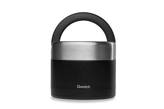 Okrúhly nerezový termo obedár Qwetch - 850 ml - čierny