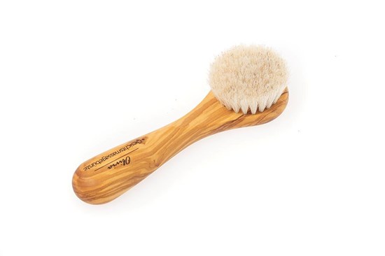 Drevená kefka na tvár - olivové drevo a konské vlasy