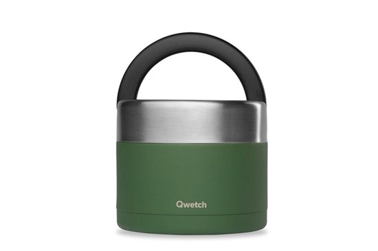 Okrúhly nerezový termo obedár Qwetch - 850 ml - khaki